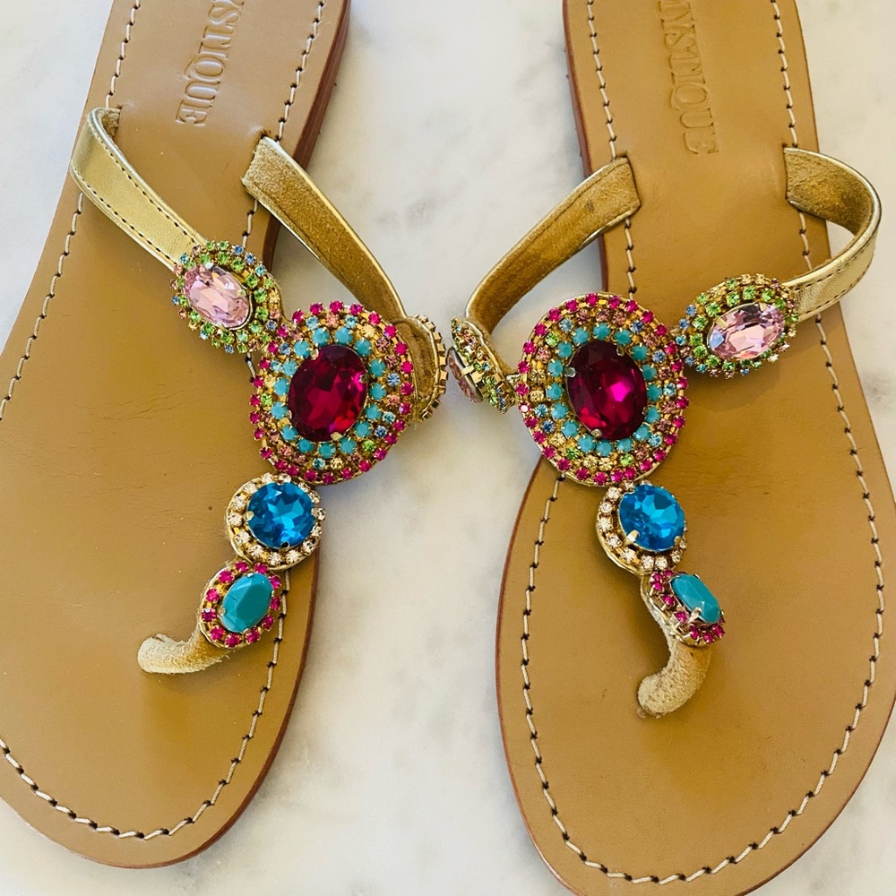 Mystique thong bejeweled sandals